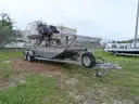 AIRBOAT, 15&#x27; ALUMINUM, 6.0-L GAS ENGINE, 3-PASSENGER w/TANDEM-AXLE TRAILER