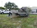 AIRBOAT, 15&#x27; ALUMINUM, 6.0-L GAS ENGINE, 3-PASSENGER w/TANDEM-AXLE TRAILER