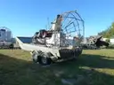 AIRBOAT, 15' ALUMINUM, HULL w/CAGE, TANDEM-AXLE TRAILER