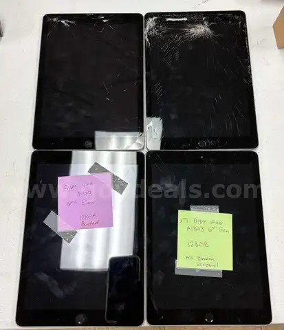 Lot of 4 X iPad 6th Gen A1893 - 128GB - (See Details)