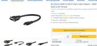 Lot of 70x 8in (20cm) HDMI to DVI-D Video Cable Adapter - HDMI Male to DVI Female
