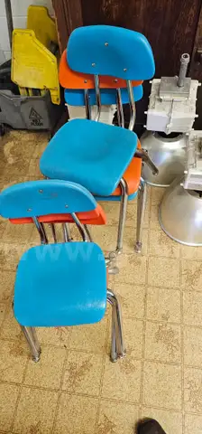 Short Blue and Orange Chairs
