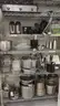 Commercial Kitchen Equipment Lot: Wire Shelves, Cookware, Supplies
