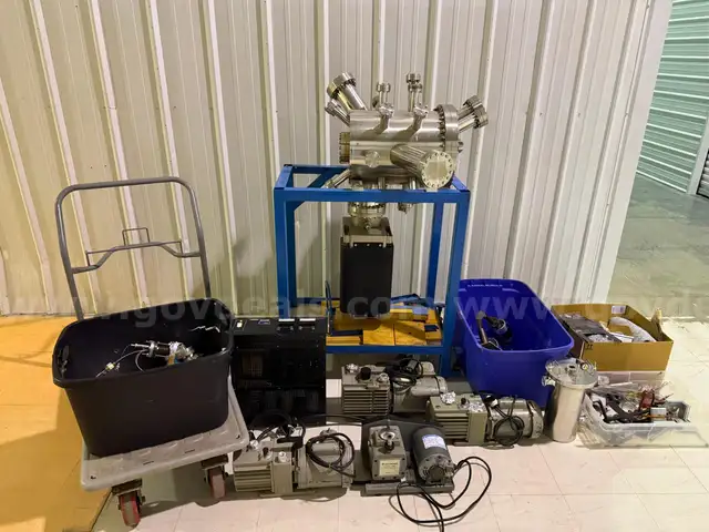 High Laboratory Stainless Vacuum Chamber w/ Sputter Ion Pump Rotary Vacuum Pumps Power Supply and Accessories