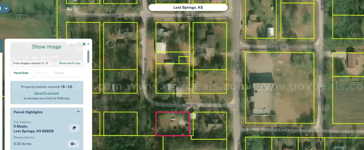 .33 acre vacant lot in Lost Springs, Marion County, Kansas