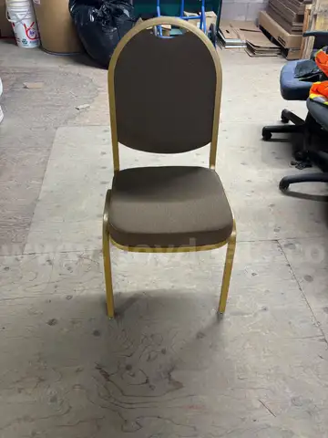 6 Banquet Chairs, /Gold Frame, Taupe seat and Back, Cushioned seat