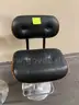 DRAFTING CHAIRS, BLACK VINYL WITH WOODGRAIN TRIM (2)