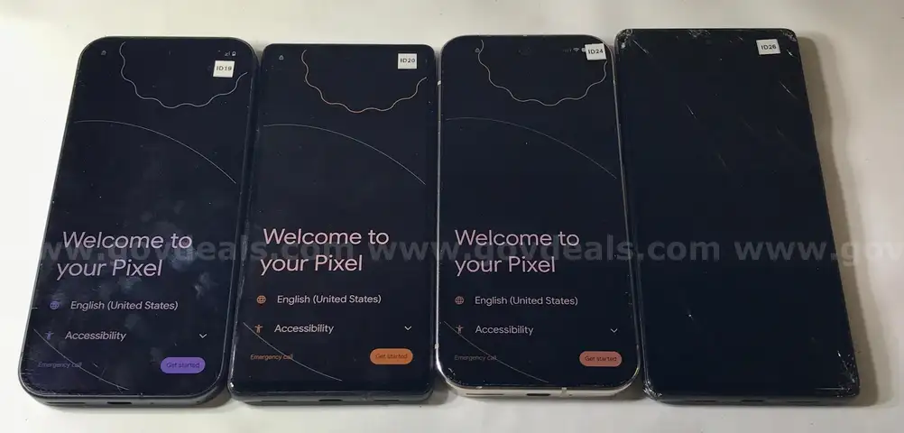 Lot of (4) Google Pixel Smartphones &#x2013; Pixel 6, 6a, 9, and 9 Pro &#x2013; FRP/Password Locked &#x2013; Mixed Grades &#x2013; For Parts/Repair