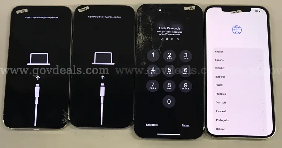 Lot of (4) Apple iPhones Pro Series (13 Pro, 14 Pro Max, 12 Pro max) – Mixed Models & Conditions