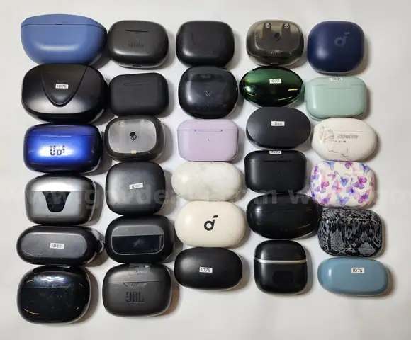 Lot of (30) Earbuds with Cases – Mixed Brands – Untested