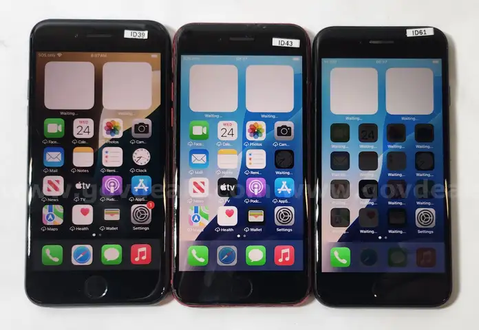 Lot of (3) Apple iPhones – iPhone SE (2nd & 3rd Gen) – 64GB – Mixed Conditions – Used – Sold AS-IS