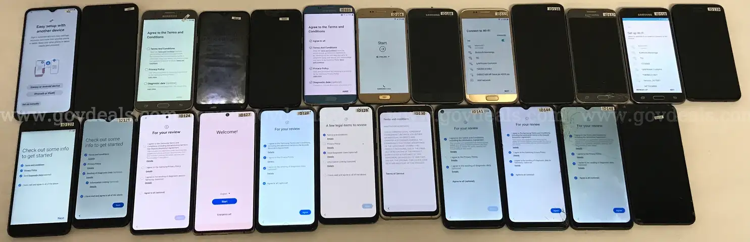 Lot of (24) Samsung Smartphones &#x2013; Mixed Models &#x26; Conditions &#x2013; FRP and/or Password Locked Units