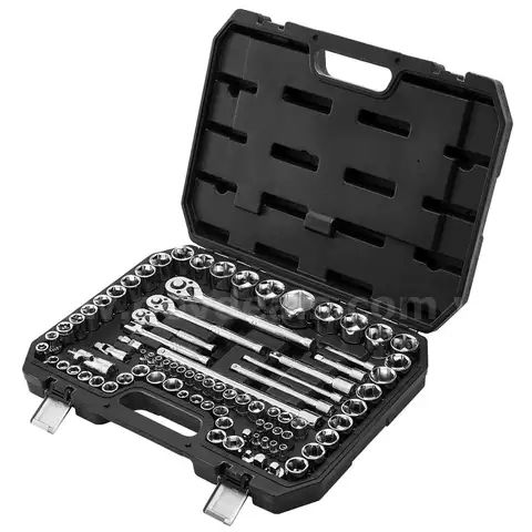 86 Pieces, 3/8 &#x26; 1/4 &#x26; 1/2 inch Drive Socket and Ratchet Set, SAE and Metric, Mechanic Tool Kit