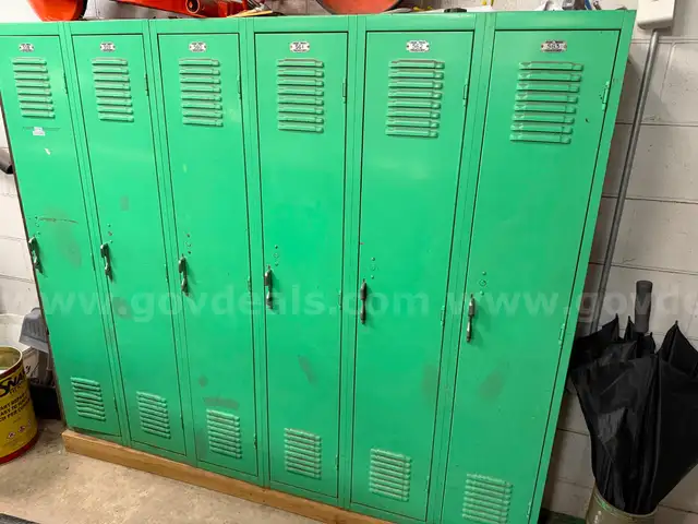 Six (6) bay 5' wall lockers attached
