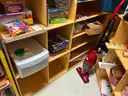Qty 5 Storage Book Shelves, Childrens games, toys and books included