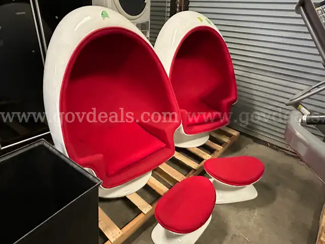 Qty 2 Egg Shell Chair Ottoman
