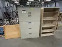 Qty 3 Shelf, Filing Cabinet, Brochure Diplay Shelf