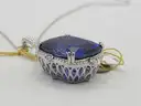 26.33ctw Lab Grown Sapphire Pendant Necklace With Natural Diamond