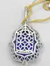 26.33ctw Lab Grown Sapphire Pendant Necklace With Natural Diamond