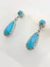 Sleeping Beauty Turquoise Pear Diamond Earrings Beautiful!