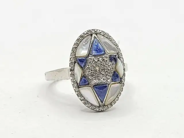 Stunning 96 Natural Diamond Ring Sterling Silver Size 7.5