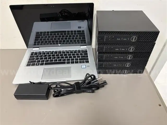 5x Dell Optiplex 3070 PCs, 1x HP Elitebook 360 G2