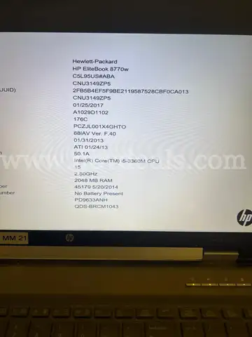 A lot of 19 HP Elitebook 8770w 3rd gen 3360M