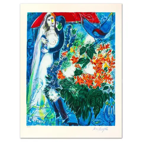 Marc Chagall (1887-1985), "Maries Sous Le Baldaquin" Limited Edition Fine Art