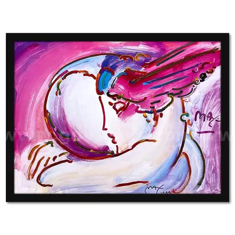 Peter Max, "I Love World" Hand Signed Collectible Fine Art