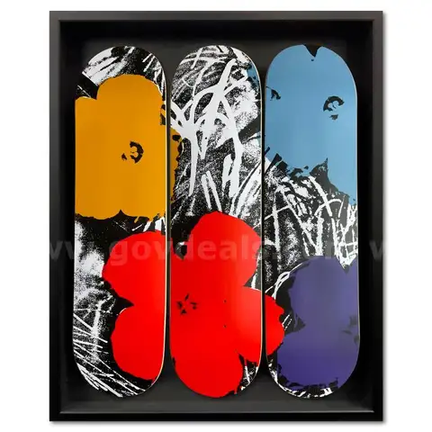 Warhol, "Flowers - Grey/Red" Limited Edition Fine Art