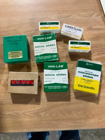 Microscope Slides lot School University Science Physics Biology Lab Equipment