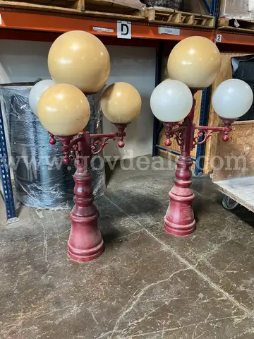 STERNBERG LANTERNS Old Vintage Outdoor Cast Iron Light Fixtures lot of 2