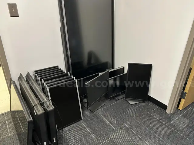 Various computer monitors and TVs
