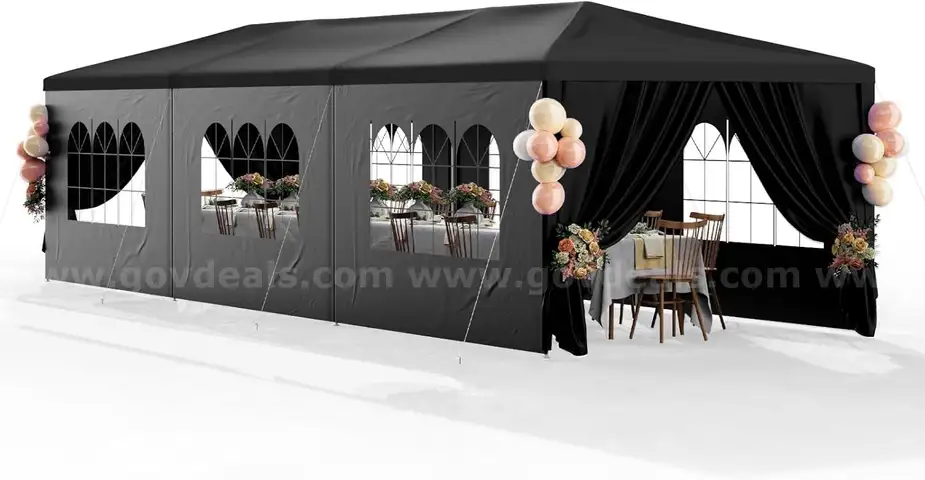 NEW - FREE SHIPPING 10x30 Black Outdoor Party Tent