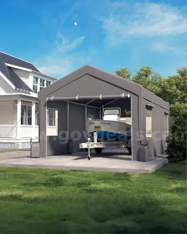 *NEW* 10X20 ft Heavy-Duty Metal Carport with Roll-Up Doors &#x26; 4 Windows,Extra Large Car Port, 200 g PE Tarp Cover