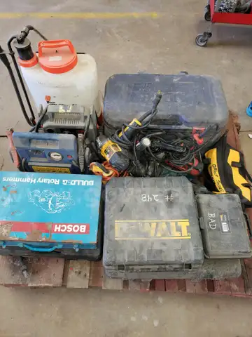 Skid of power tools