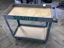 Vintage Grey Steel Industrial Shop Cart – "Robotics" – Heavy Duty Rolling Utility