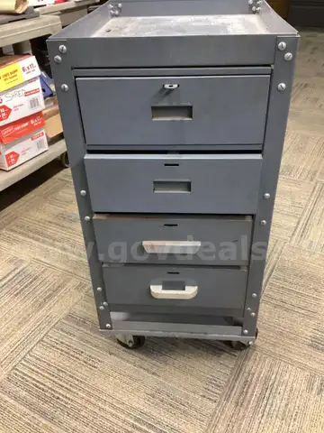 Vintage Industrial 4-Drawer Steel Machinist Cart - 38"H