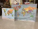 Set of 2 Large Format World Maps – Educational/Office Decor – 72"x48" & 53"x39"