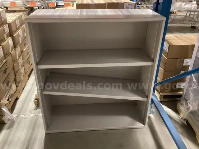 Commercial-Grade 3-Tier Metal Bookcase - Tan (36"H x 39"W)