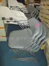 8 - stackable combination desks, which are school-style chairs with attached writing tablets