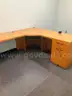 Large L-Shaped Executive Office Desk – Maple Finish