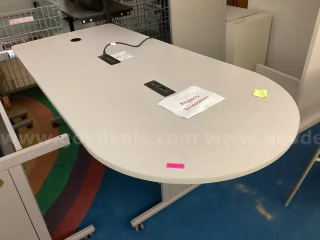 81" D-Shaped Collaboration Table | Integrated Power & Cable Management | Rolling