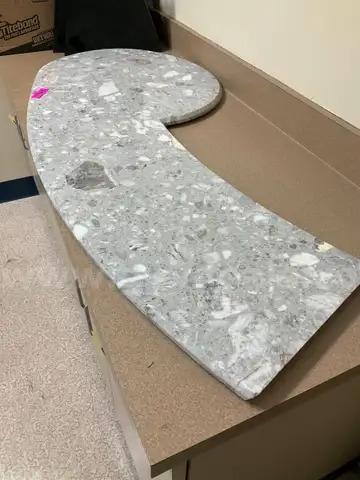 Professional Grey Terrazzo Countertop Segment | Polished Bullnose Edge | Modern Architectural Surface