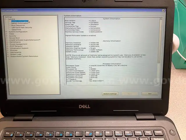 3310 | 13.3" FHD | Intel i5-8265U | 16GB RAM | 256GB SSD | Excellent Battery No OS