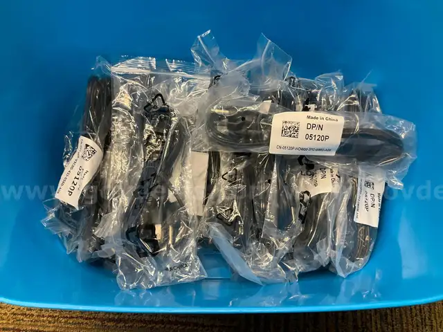 Bulk Lot of 25 Dell AC Power Cords 6ft 3-Prong DP/N 05120P - New