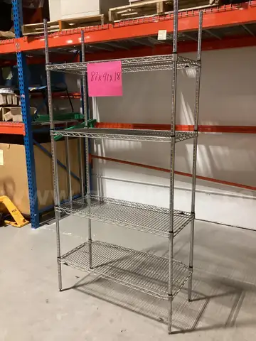 87"H Commercial Chrome Wire Shelving Unit - 4 Shelves