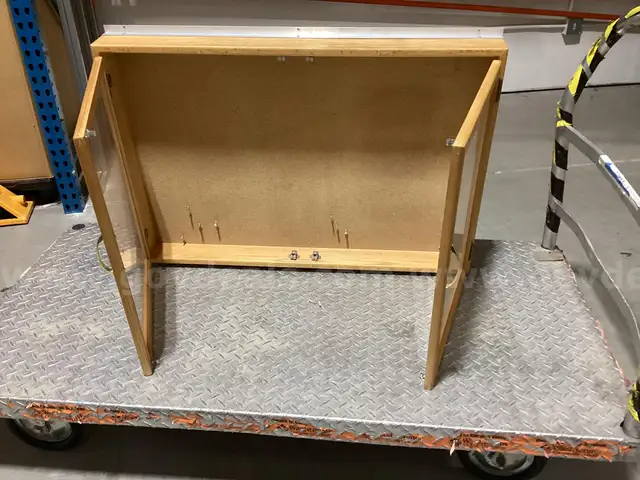 24" x 36" Enclosed Cork Bulletin Board Display Case – Wood Frame, Locking Dual Doors