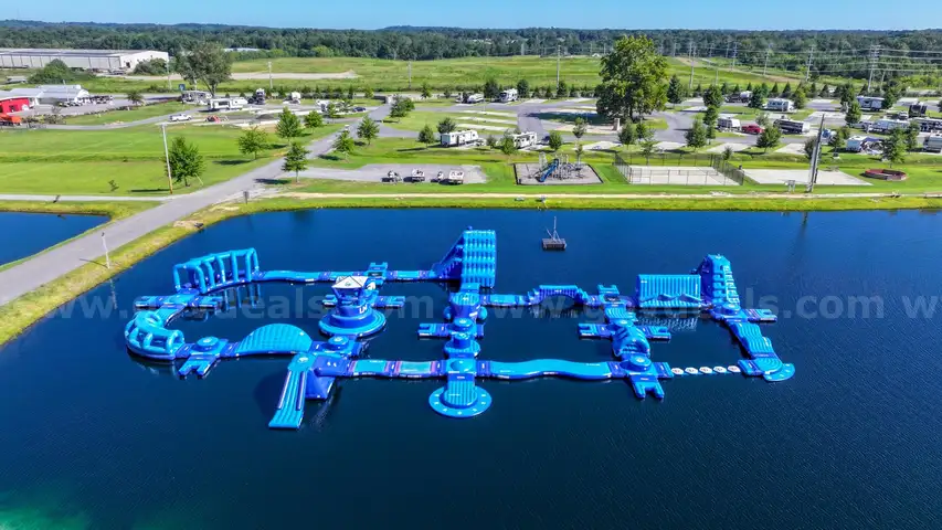190' x 120' inflatable obstacle course for water