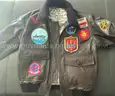 Men’s Genuine Leather Top Gun Bomber Jacket with Patches /  real cowhide leather